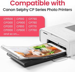 Compatible avec le papier photo et l'<span class=keywords><strong>encre</strong></span> <span class=keywords><strong>Canon</strong></span> <span class=keywords><strong>Selphy</strong></span> KP-108IN |   4x6 pouces brillant pour <span class=keywords><strong>CANON</strong></span> <span class=keywords><strong>SELPHY</strong></span> CP1500 CP1300 CP1200 - Product Image 3