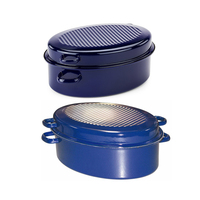 D'ustensiles en porcelaine pour barbecue, en céramique, rôtissoire ovale, pour poulet, dinde, à rainure, poêle, fond de cuisson, 2 pièces