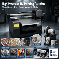 Impresora UV Plana A2 5060 para Decoración del Hogar y Venta Minorista, para Espejos de Vidrio, Marcos de Fotos, Relojes de Pared - Nueva Marca, Imprime en Material Flexible