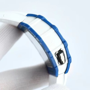 Montre mécanique automatique 3503, boîtier en fibre de carbone bleue, bracelet en caoutchouc blanc, lumineuse, sportive, étanche, tourbillon - Product Image 5