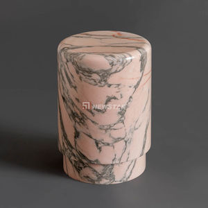 Newstar Pierre Naturelle Statuario Rosso Marbre <span class=keywords><strong>Rose</strong></span> Table Basse Canapé Table <span class=keywords><strong>D</strong></span>'appoint avec Colonne Ronde dans Le Salon - Product Image 2