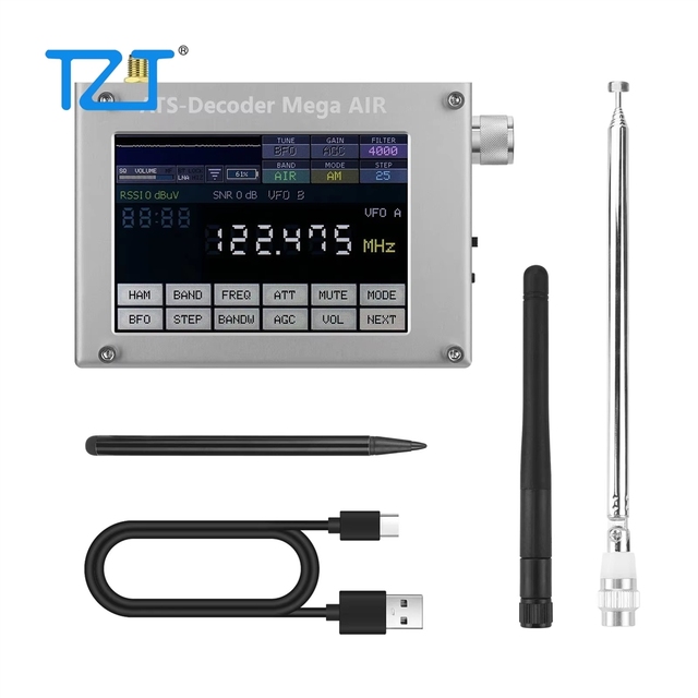GGDX TZT ATS-Decoder Air V4.2x 4-inch Si4735 Full Band Radio Receiver FM RDS AM BT with 4-inch Touch Screen
