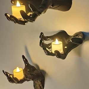 DAMAI Halloween Decorations Wall Mounted Creepy Reaching Hands with Lighted Candles for Gothic Scary Halloween Indoor Wall Decor - Product Image 1