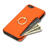 Étui portefeuille en cuir grainé avec support anneau et porte-cartes pour iPhone 7/8/SE2/SE3/8 Plus/X/XR/Xsmax, pour iPhone 11/12/13/14/15