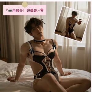 ชุดบอดี้สูทเซ็กซี่สำหรับผู้ชายแบบใหม่สำหรับส่งออก, ชุดเปิดเป้าแบบไม่ต้องถอด, ชุดคนรับใช้ชายแบบเซ็กซี่, ชุดอีโรติกแบบเว้าๆ - Product Image 5