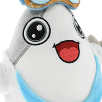 Peluche personnalisée en forme de poisson marin de dessin animé, mascotte en peluche avec lunettes de ski, badge brodé, tissu doux, vente en gros, faible MOQ