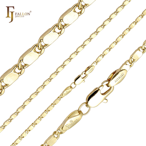 Dây chuyền mạ vàng <span class=keywords><strong>14K</strong></span>, chất liệu đồng thau, kiểu dáng mắt xích hình ốc vuông, đánh bóng, thương hiệu FJ Fallon Fashion Jewelry - Product Image 3