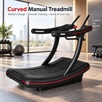 Tapis roulant manuel incurvé commercial K-FIT GS-648 avec double amortissement et porte-gobelet pour salle de sport et maison, idéal pour brûler les graisses
