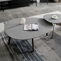 Zayshine Italien Minimaliste Blanc Base En Bois Massif Table Basse Microlite Comptoir Triangle Salon Meubles Ensemble Théière