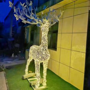 Grande sculpture de renne doré à LED pour centre commercial, décoration lumineuse de Noël pour extérieur, spectacle de lumière étanche pour les fêtes - Product Image 3