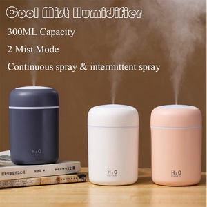 Hot Selling Portable Warm Mist LED Light Mini 300ml H2O Spray Mist <b>Humidifier</b> Aromatherapy Essential Oil <b>Diffuser</b> Color Changing - Product Image 3