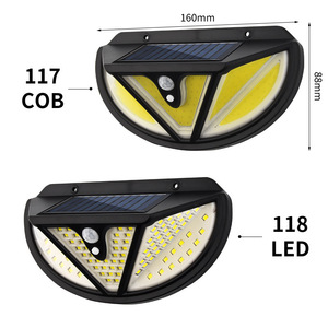 Lampe murale solaire Zhejiang Wine 118 LED Mono Si avec capteur de mouvement, éclairage extérieur, lampe de rue étanche - Product Image 1