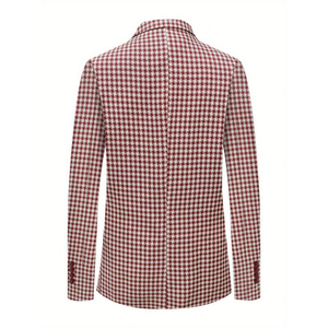 Blazer da <span class=keywords><strong>Uomo</strong></span> Personalizzabile in Stile Pied-de-Poule, Giacca Doppiopetto Stile Smoking con Chiusura <span class=keywords><strong>a</strong></span> Cerniera, per Ufficio, Feste e Occasioni Casual - Product Image 5