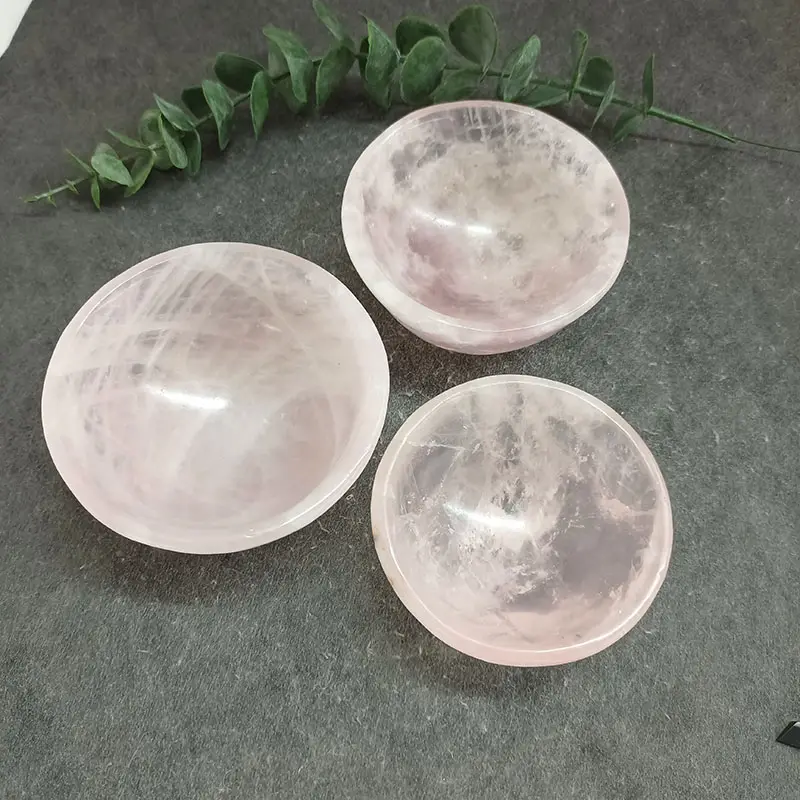 9-10cm natürliche polierte Rosenquarz schalen Dekorative Edelstein rosa Kristalls chale Schnitzereien für Sammlung und Geschenk