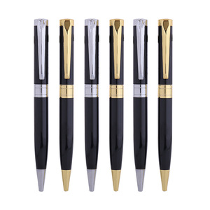 Stylo à bille rotatif en métal noir mat de luxe avec logo personnalisé pour slogan d'entreprise - Stylo promotionnel sportif - Product Image 3