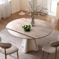 Voxhome Wohnzimmermöbel Moderner Italienischer Minimalistischer Konvertierbarer Runder zu Ovaler Ausziehbarer Esstisch mit Drehplatte in der Mitte
