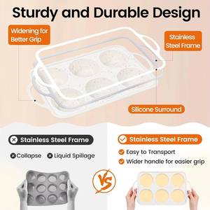 MUYULINS Factory Beige 6-Cup LFGB Non-Stick BPA Free Metal Reinforced Frame Large <b>Silicone</b> Cupcake Pan American Muffin Tray - Product Image 3