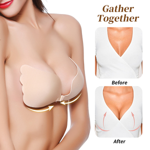 女性用薄型再利用可能シリコンストラップレスブラ、粘着式バックレススタイルドレス用粘着ブラカップ、ロゴ入りプッシュアップ見えないスタイル - Product Image 2