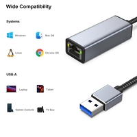 Adaptateur Ethernet USB BENFEI 1000 Mbps, adaptateur réseau LAN USB vers RJ45 Gigabit Ethernet câble en nylon tressé boîtier en aluminium