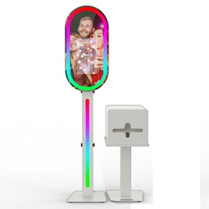 Photomaton miroir durable avec appareil <span class=keywords><strong>photo</strong></span> reflex numérique, écran tactile 13,3'' intégré, miroir magique ovale avec valise de transport - Product Image 1