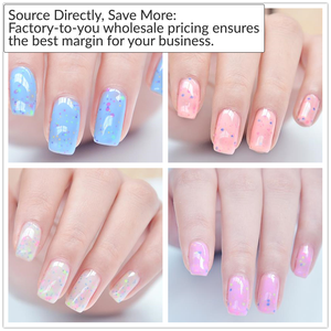 Personnalisation de la marque de <span class=keywords><strong>manucure</strong></span>, fabrication OEM ODM, fourniture d'usine, vernis gel Lollipop 24 couleurs, haute pigmentation naturelle, effet confettis - Product Image 3