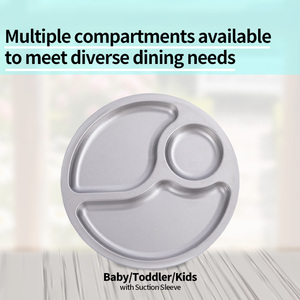 Myjoybee - Platos Redondos de Acero Inoxidable con 3 Compartimentos para Niños, Diseño Moderno y Personalizado, Ideales para la Comida, Venta al por Mayor - Product Image 2