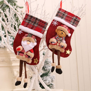 Christmas decorations, Christmas stockings, ornaments, dolls, 3D linen stockings, Christmas <b>gift</b> bags, long-legged Christmas - Product Image 2