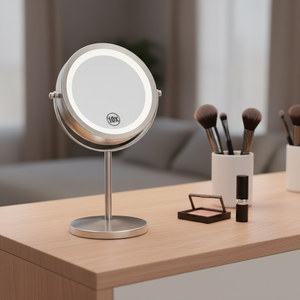 Miroir de Maquillage LED Intelligent Rotatif à 360° avec Grossissement 3x, Double Face, Commande Tactile, Lumières Tricolores, Alimenté par Piles, <span class=keywords><strong>pour</strong></span> <span class=keywords><strong>Coiffeuse</strong></span> - Product Image 1
