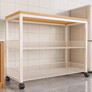 Carrito de almacenamiento rodante de tres niveles con estantes de malla para organizar el horno microondas y otros electrodomésticos de la cocina - Product Image 2