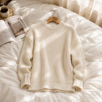 Cardigan long pour femme avec logo et tissu personnalisés Winday, pull à col rond pour femme, pull à manches longues, coton anti-rétrécissement