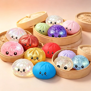 CZFIT Dumpling Stress <b>Balls</b> Fidget Sensory Squeeze Dough <b>Ball</b> Stress Relief Hand Toy Bun Food Steamer Stretchy Adults TPR - Product Image 3