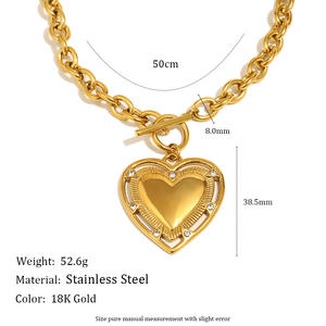 YF8002 Collar con Colgante de Corazón en Acero Inoxidable Chapado en <span class=keywords><strong>Oro</strong></span> de 18K, Resistente al Agua, con Cierre de Palanca, Regalo Romántico para Mujer - Product Image 6
