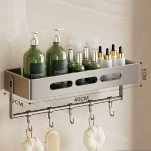 Estante de Almacenamiento Metálico de un Solo Nivel para Baño, Montaje en Pared sin Taladrar, para Inodoro, Lavabo y <span class=keywords><strong>Ducha</strong></span>, <span class=keywords><strong>Diseño</strong></span> No Plegable - Product Image 6
