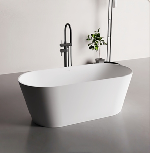 Bañera Ovalada Independiente de Piedra Artificial, Acabado Mate, Diseño Ecológico y Duradero, Bañera Profunda para Remojo - Product Image 2