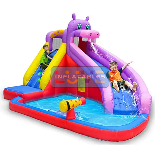 Parque Acuático inflable para niños, tobogán de agua inflable con piscina contra salpicaduras, para escalar en la pared