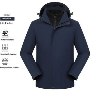 Custom Waterproof Outdoor Hiking <b>Camping</b> 3 in 1 Men's With Removable Fleece Liner Breathable <b>Windbreaker</b> Windproof Jacket - Product Image 3