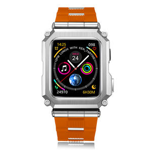 Étui de luxe pour Apple Watch avec bracelet en silicone, protection intelligente pour montre connectée, <span class=keywords><strong>coque</strong></span> en acier inoxydable pour Apple Watch, design personnalisé disponible - Product Image 4