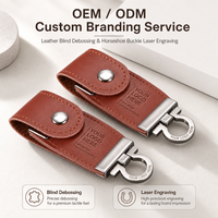 Clé USB 2.0 en cuir avec logo personnalisé, porte-clés métallique, 64 Go, cryptée, garantie 3 ans, design élégant