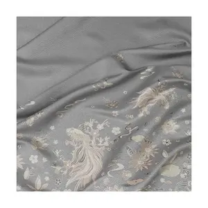 Nuovo popolare bellissimo tessuto jacquard in broccato animale tinto in filo grigio argenteo per abito primaverile