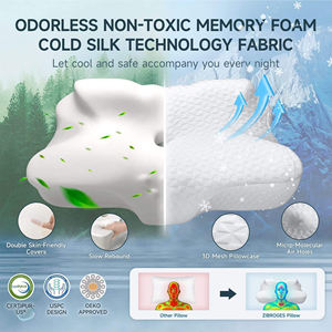 Oreiller cervical ergonomique Rina Premium Butterfly en mousse à mémoire de forme orthopédique avec tissu rafraîchissant en fibre de bambou solide pour un sommeil profond - Product Image 4