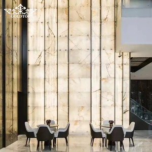 GOLDTOP OEM/ODM Modern Polished Onix Onice Backlight <b>White</b> Onyx Marble Slab for Background Wall - Product Image 6