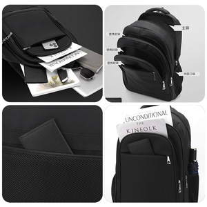 Laptop Backpack Large Capacity Multi Compartment Business Travel Unisex Solid Color 17 Inch <b>Computer</b> <b>Bag</b> - Product Image 2
