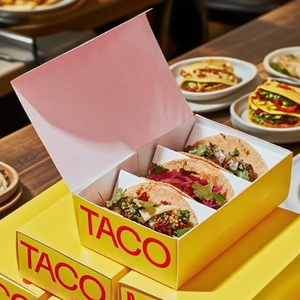 Özel restoran togo paket karton gıda kutuları büyük boy Tacos ambalaj kağıt tutucu konteyner kutusu için paket - Product Image 5
