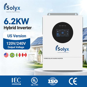 Onduleur Solaire Solyx Standard Américain 6,<span class=keywords><strong>2</strong></span> kW à <span class=keywords><strong>Phase</strong></span> Divisée 120V/240V avec Batterie 48V, WiFi, BMS, Onde Sinusoïdale Pure pour Systèmes Hors Réseau et Connectés - Product Image 1