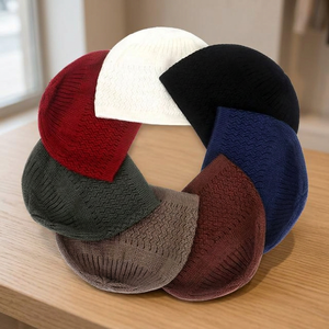 Chapeaux de prière musulmans turcs pour hommes, en coton blanc élastique, faits à la main au crochet, respirants, rayés, toutes saisons, qualité supérieure - Product Image 3