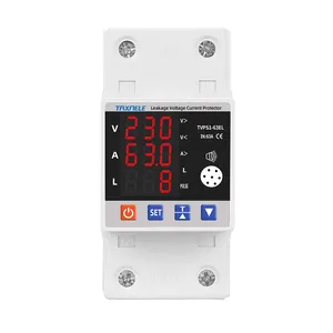 63A 230V Over Under Voltage Relay Earth Leakage Protector Over Current Surge Protection Energy Power kWh Meter Voltmeter