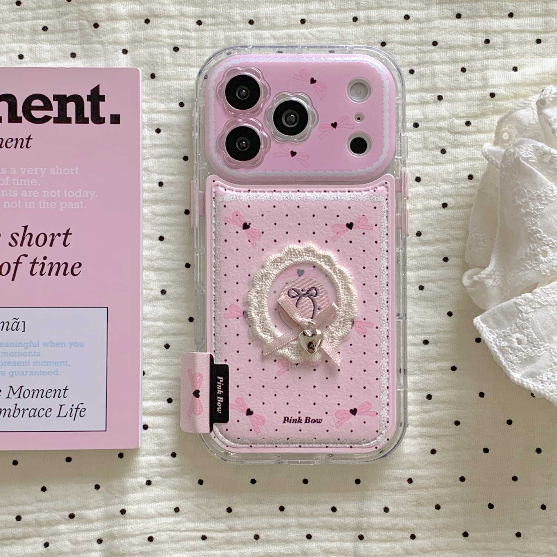 pink Creative Polka Dot Bow Leather Texture Is Suitable for the iPhone  17promax Fashionable Phone case for IPhone16 15 14 13| Alibaba.com