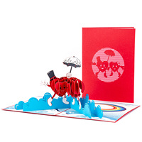 Carte d'invitation de mariage ou de vœux pour la Saint-Valentin, impression 3D haut de gamme, forme montgolfière, ailes de cœur
