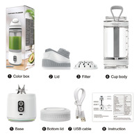 Krachtige 6-blads draagbare sapcentrifuge, USB oplaadbaar, fruitextractor, draadloze smoothiemaker voor kamperen, buitenactiviteiten, picknick, OEM, ODM