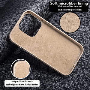 Coque de téléphone avec LOGO personnalisé Protection des bords supérieurs Pierre de galet polie Cuir tanné végétal Couverture de téléphone pour iphone 14 15 13 - Product Image 6